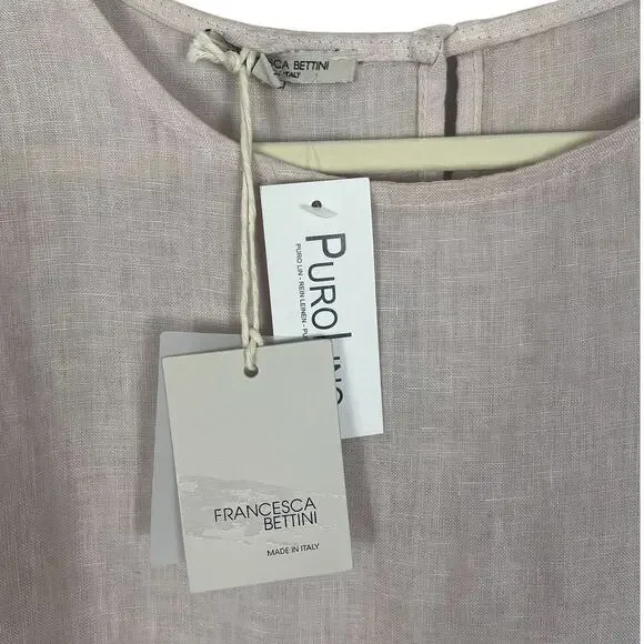 Francesca Bettini 100% Italian Linen Double Layer Bell sleeve Dress Medium NWT - Picture 8 of 12